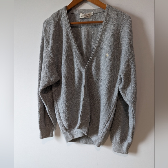 Arnold Palmer Grey Knitted Grandpa Cardigan Size 36 - Picture 1 of 7